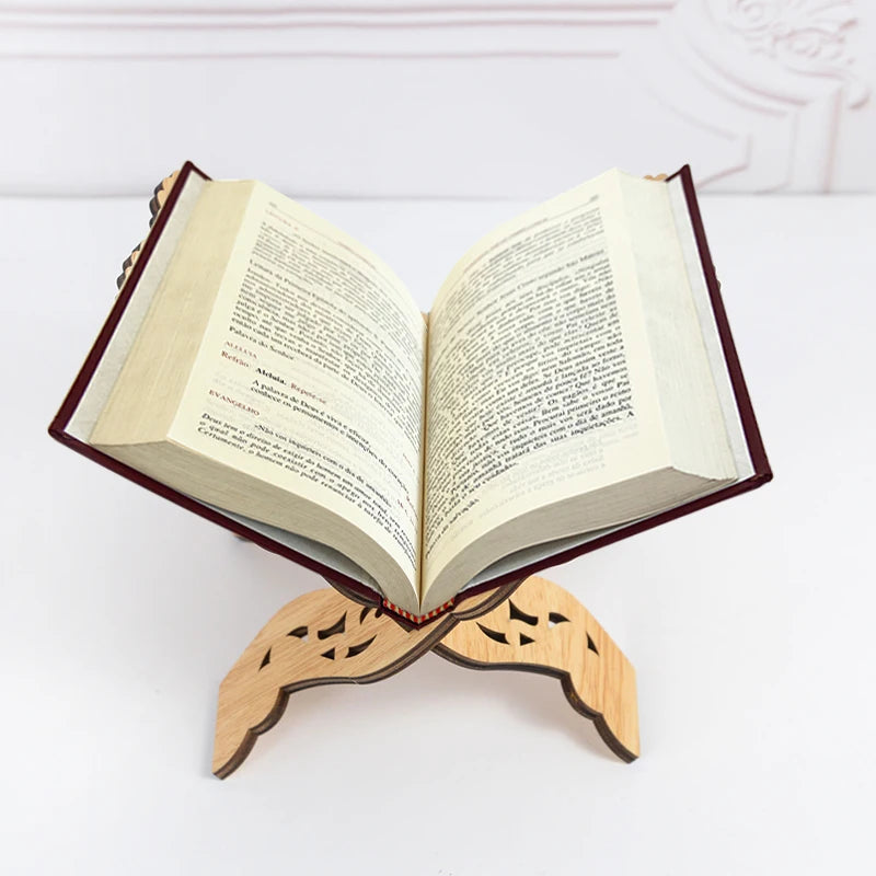 Wooden Quran Stand Holder – Foldable Islamic Book Rest for Prayer & Reading