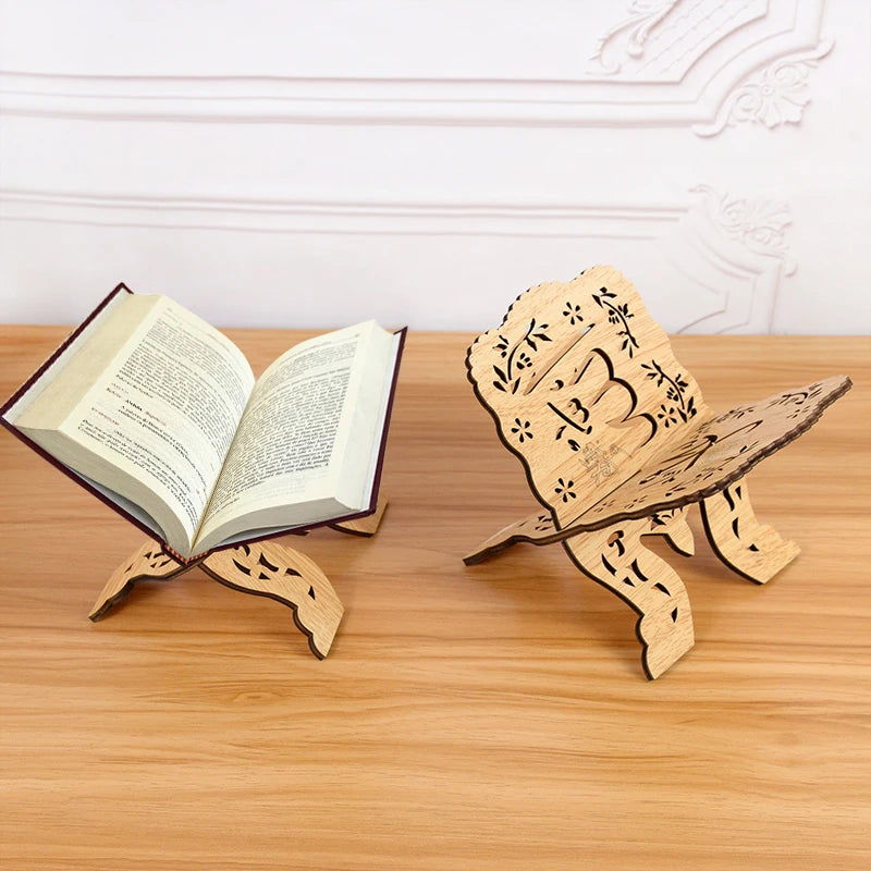 Wooden Quran Stand Holder – Foldable Islamic Book Rest for Prayer & Reading