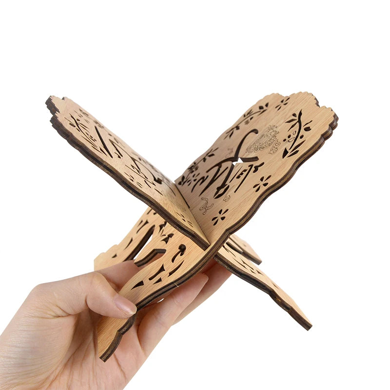 Wooden Quran Stand Holder – Foldable Islamic Book Rest for Prayer & Reading
