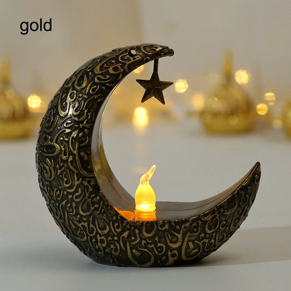 Ramadan Crescent Moon Candle Holder – Soft LED Glow
