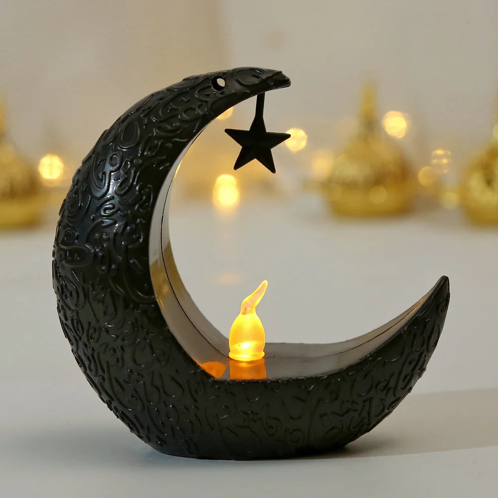 Ramadan Crescent Moon Candle Holder – Soft LED Glow