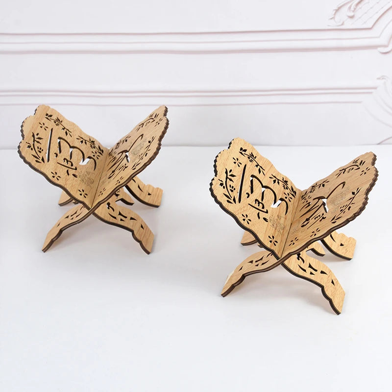 Wooden Quran Stand Holder – Foldable Islamic Book Rest for Prayer & Reading