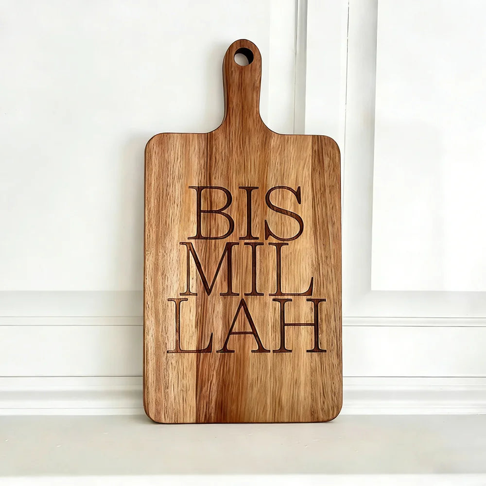 Bismillah Engraved Wooden Cutting Board – Islamic Kitchen Decor & Gift