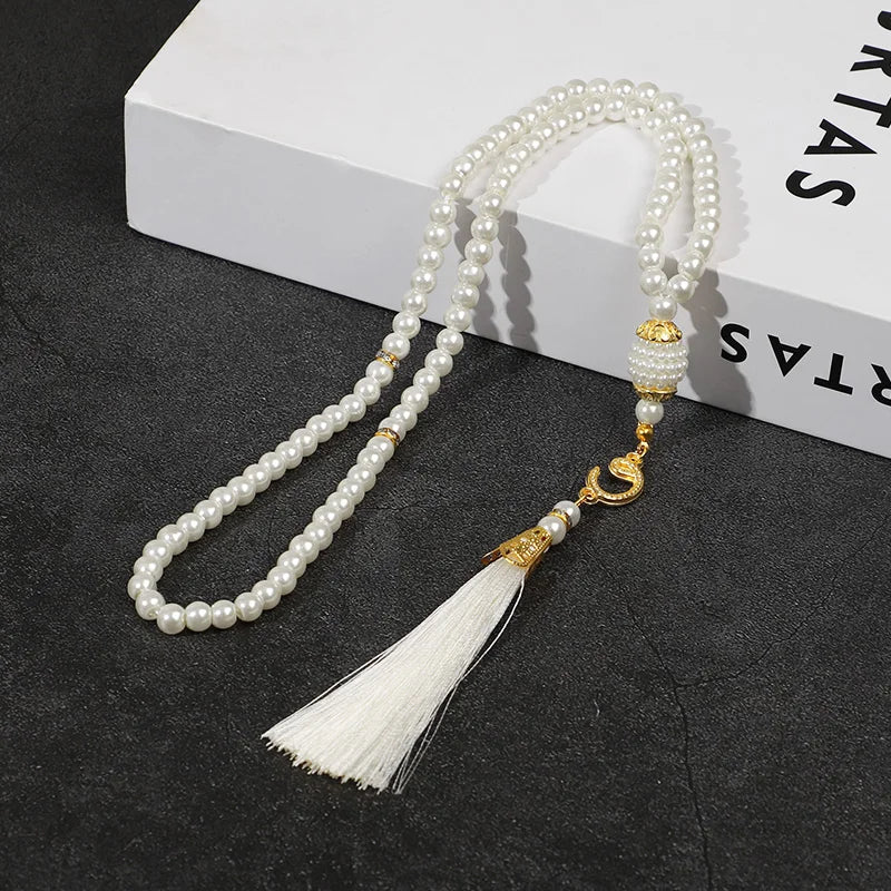 Pearl Tasbih Prayer Beads with Tassel – 99 Beads Islamic(5–10 Pieces)