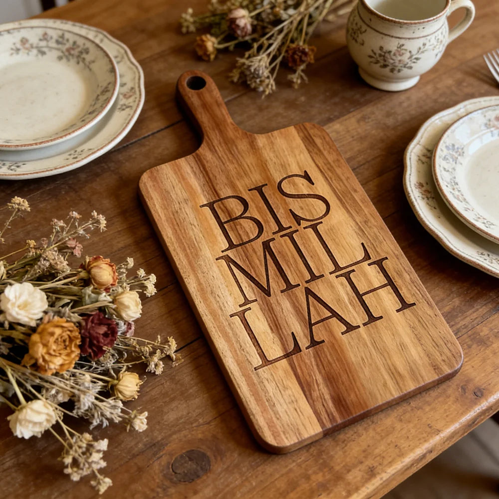 Bismillah Engraved Wooden Cutting Board – Islamic Kitchen Decor & Gift