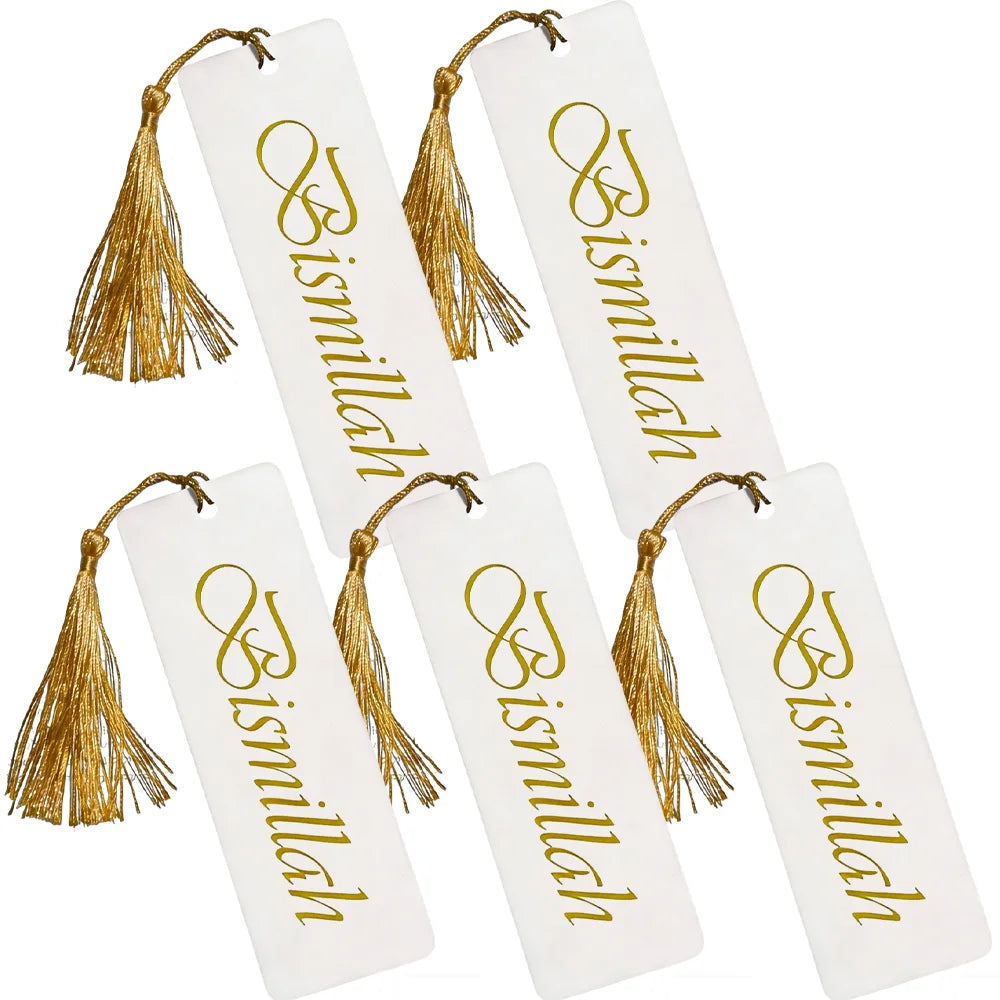 Bismillah Tassel Bookmarks – Elegant Islamic Quran Markers (5-Piece Set)