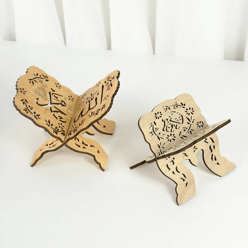 Wooden Quran Stand Holder – Foldable Islamic Book Rest for Prayer & Reading