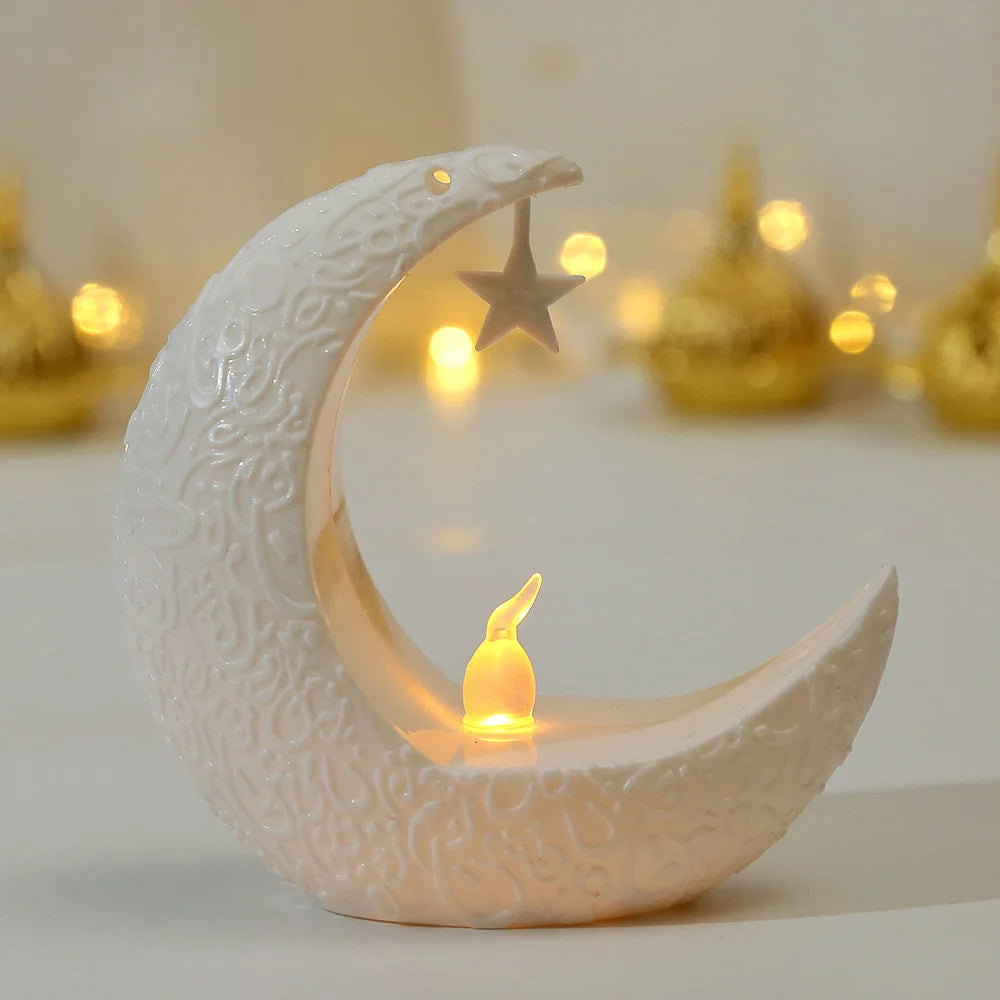 Ramadan Crescent Moon Candle Holder – Soft LED Glow
