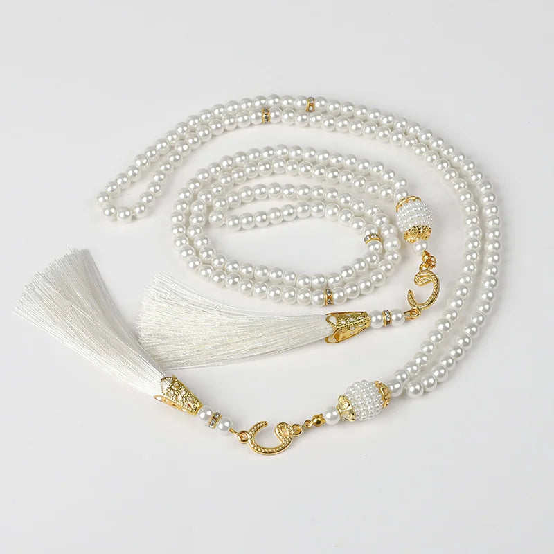 Pearl Tasbih Prayer Beads with Tassel – 99 Beads Islamic(5–10 Pieces)